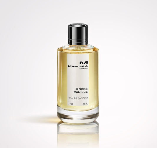 Mancera - Roses Vanille - Eau de Parfum Femme 120 ml — flacon sur fond clair